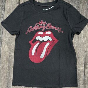 Old Navy Dark Grey Classic Rolling Stones 'tongue and lips' T-Shirt, Size 5T